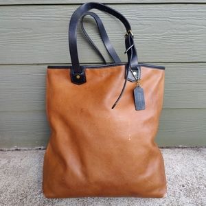 COACH Heritage Bleeker Deep Shopper Fawn Brown Soft Leather Bucket Bag RARE VTG